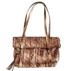 HOBO Woven Leather Foldover Shoulder Bag